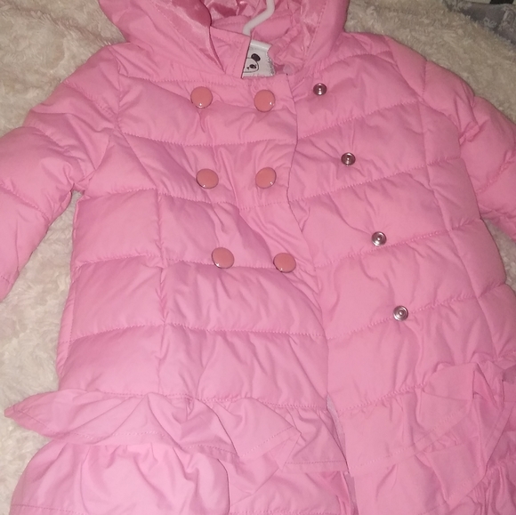 pink infant ruffle puff coat - Picture 3 of 5